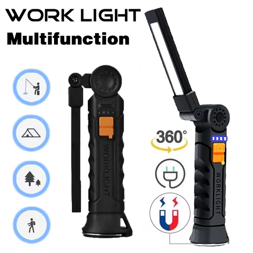 Outdoor Adventure Trips - Tragbare COB-LED-Taschenlampe, wiederaufladbare USB-Taschenlampe mit magnetischer