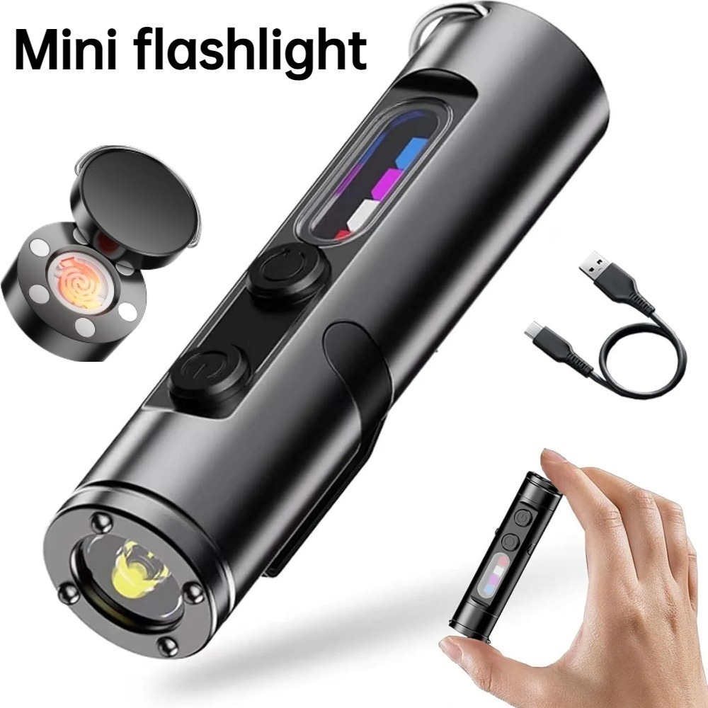 Outdoor Adventure Trips - Mini Outdoor-Taschenlampe Typ C, wiederaufladbar, LED-Magnet-Taschenlampe