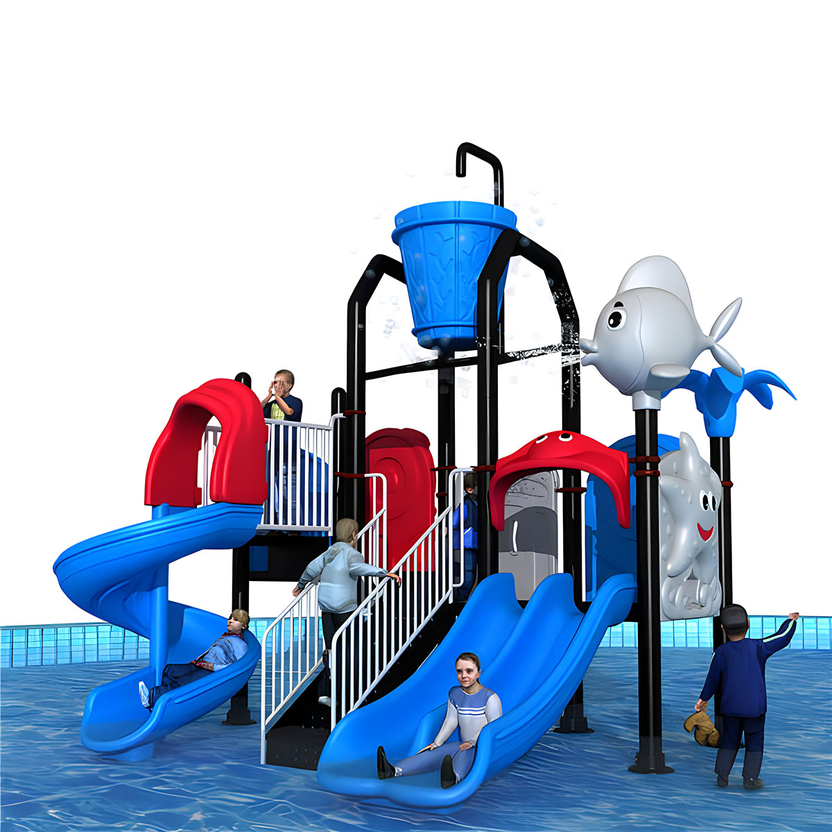 Outdoor Adventure Resorts - Kommerzielle Aquatic Adventure Kinder-Wasserrutsche, Spielplatz im