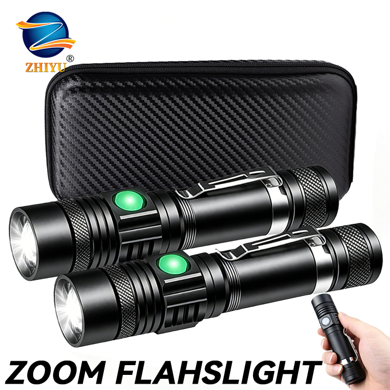 Outdoor Adventure Trips - T6 LED Wiederaufladbare Taschenlampe, 18650 Zoombare