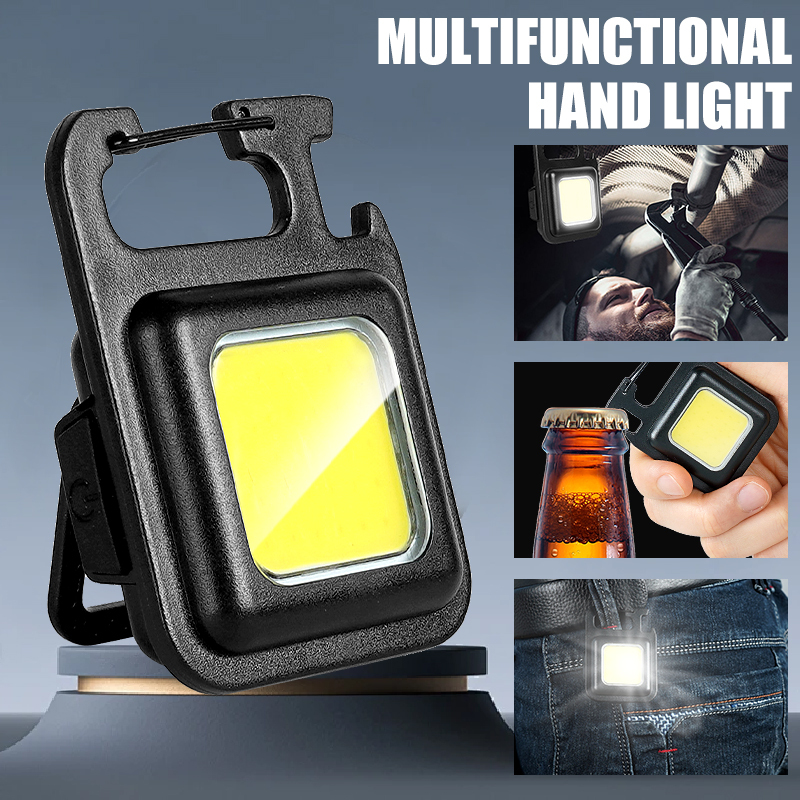 Outdoor Adventure Trips - Superhelle, praktische Mini-COB-Schlüsselanhänger-Taschenlampe, wiederaufladbar, Notfall-Arbeitsleuchte mit