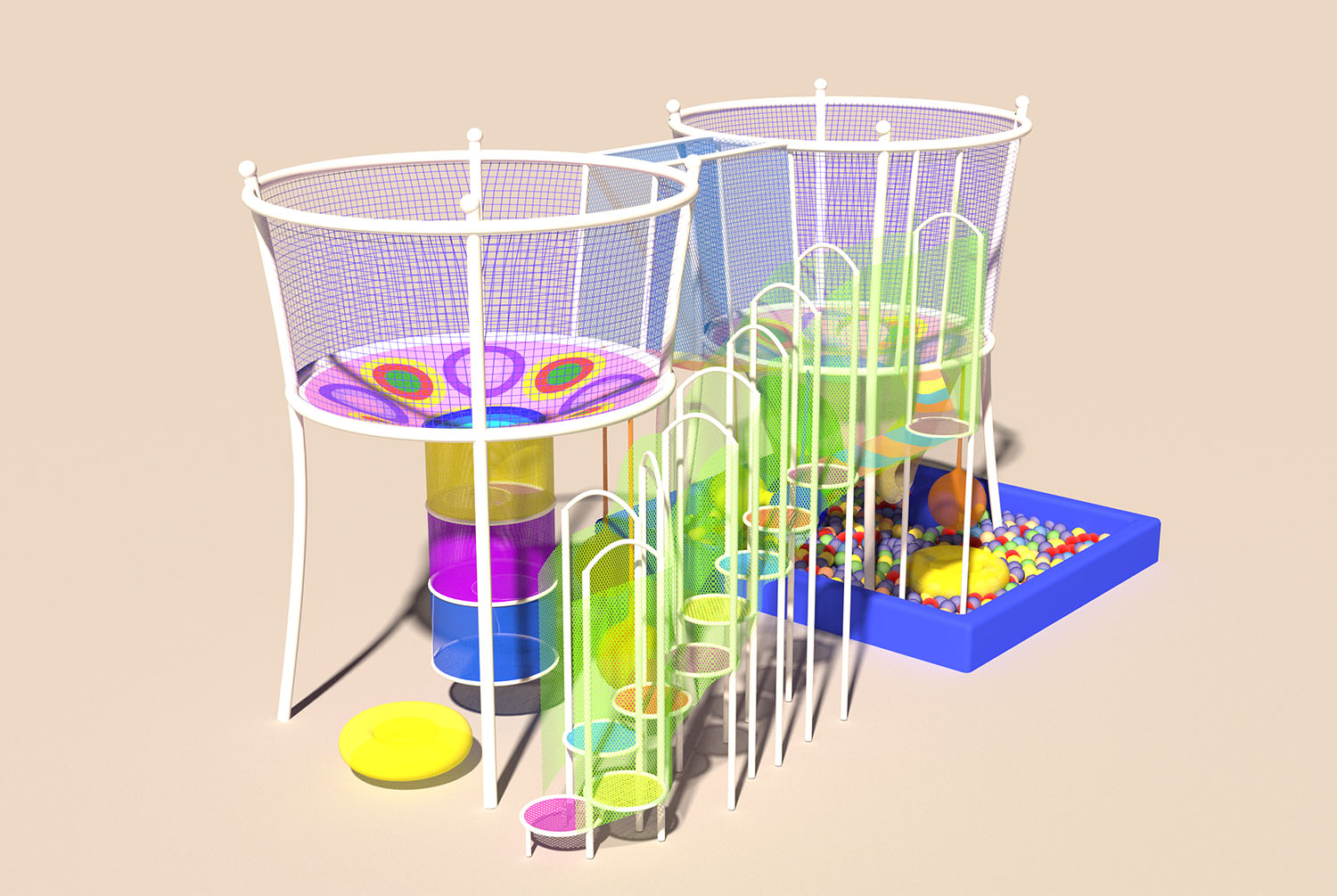 Regenbogen-Netzspielplatz für  – Outdoor Adventure Course Bewertung und Preis